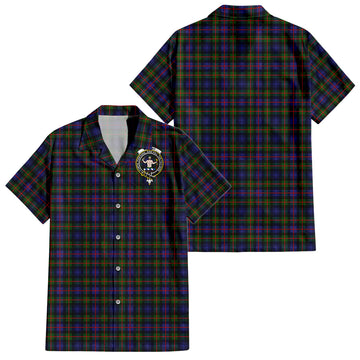 Murray of Atholl Modern Tartan Short Sleeve Button Down Shirt with Family Crest