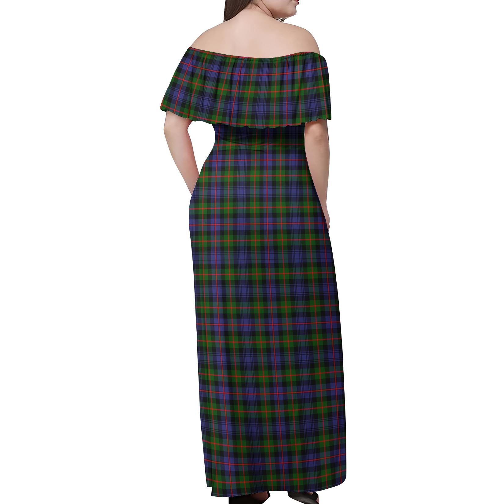 Murray of Atholl Modern Tartan Off Shoulder Long Dress - Tartanvibesclothing