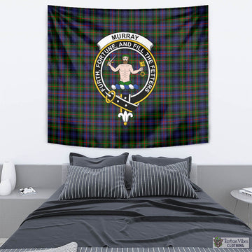 Murray of Atholl Modern Tartan Tapestry Wall Hanging and Home Decor for Room with Family Crest