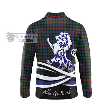 Murray of Atholl Modern Tartan Long Sleeve Polo Shirt with Alba Gu Brath Regal Lion Emblem