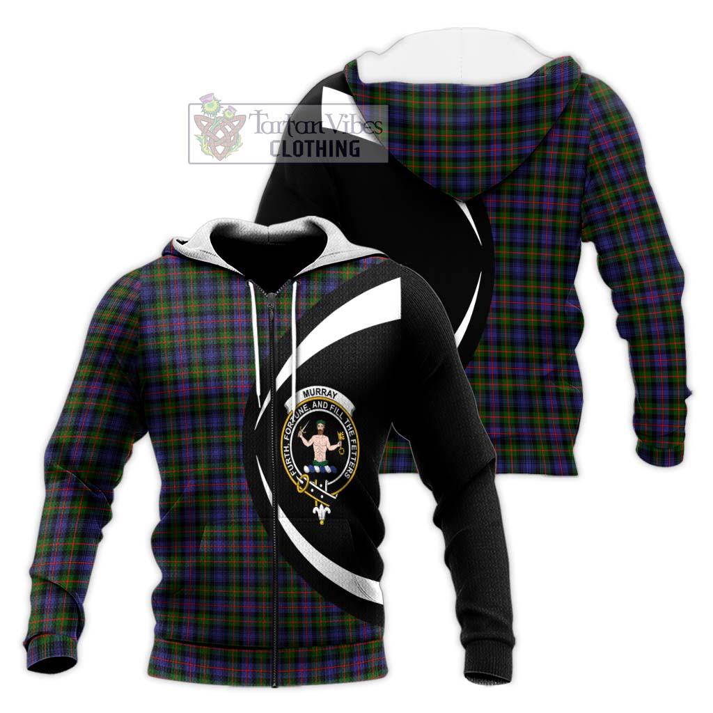 Murray of Atholl Modern Tartan Knitted Hoodie with Family Crest Circle Style Unisex Knitted Zip Hoodie - Tartan Vibes Clothing