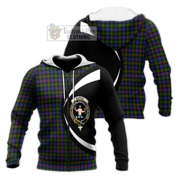 Murray of Atholl Modern Tartan Knitted Hoodie with Family Crest Circle Style