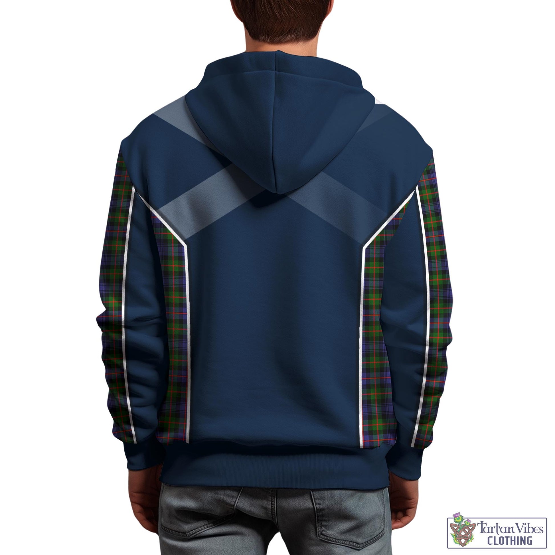 Tartan Vibes Clothing Murray of Atholl Modern Tartan Hoodie with Family Crest and Scottish Thistle Vibes Sport Style