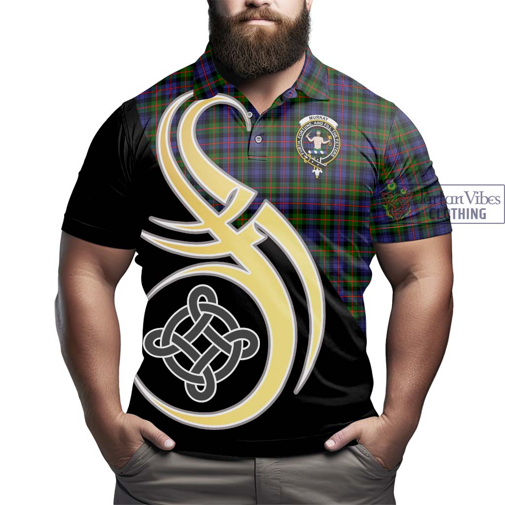 Tartan Vibes Clothing Murray of Atholl Modern Tartan Polo Shirt with Family Crest and Celtic Symbol Style