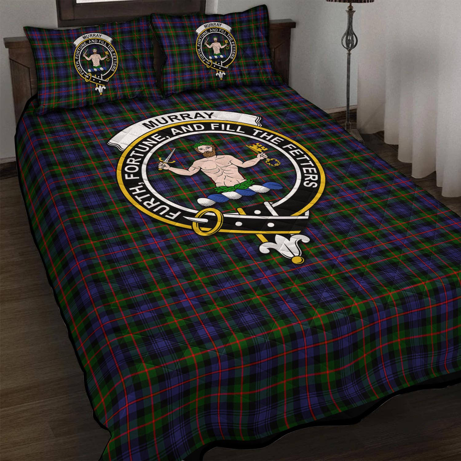 Murray of Atholl Modern Tartan Quilt Bed Set with Family Crest - Tartan Vibes Clothing