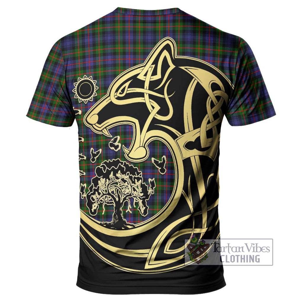 Murray of Atholl Modern Tartan T-Shirt with Family Crest Celtic Wolf Style - Tartan Vibes Clothing