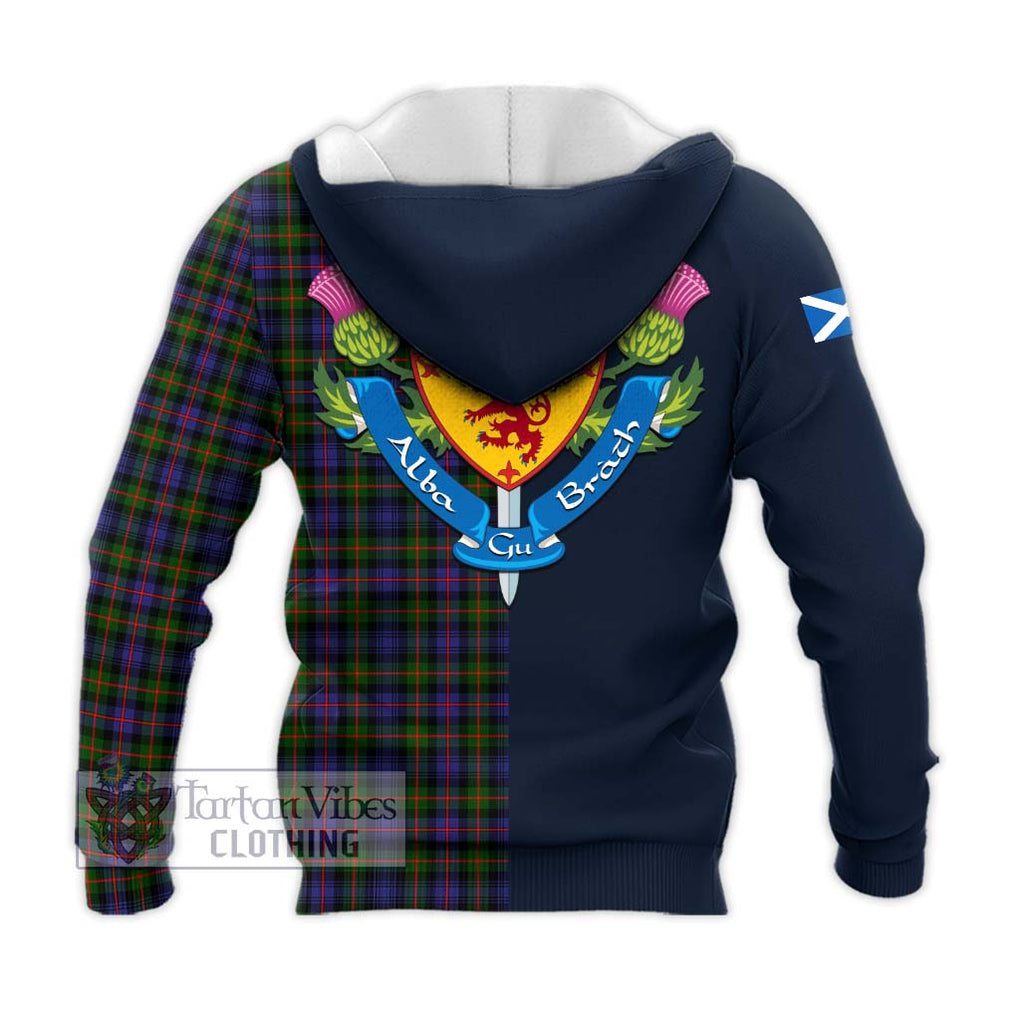 Tartan Vibes Clothing Murray of Atholl Modern Tartan Knitted Hoodie with Scottish Lion Royal Arm Half Style