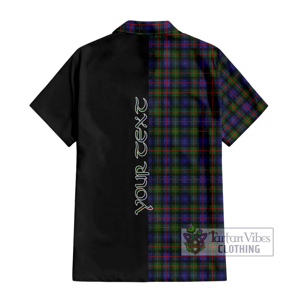 Murray of Atholl Modern Tartan Short Sleeve Button Shirt with Family Crest and Half Of Me Style - Tartanvibesclothing Shop