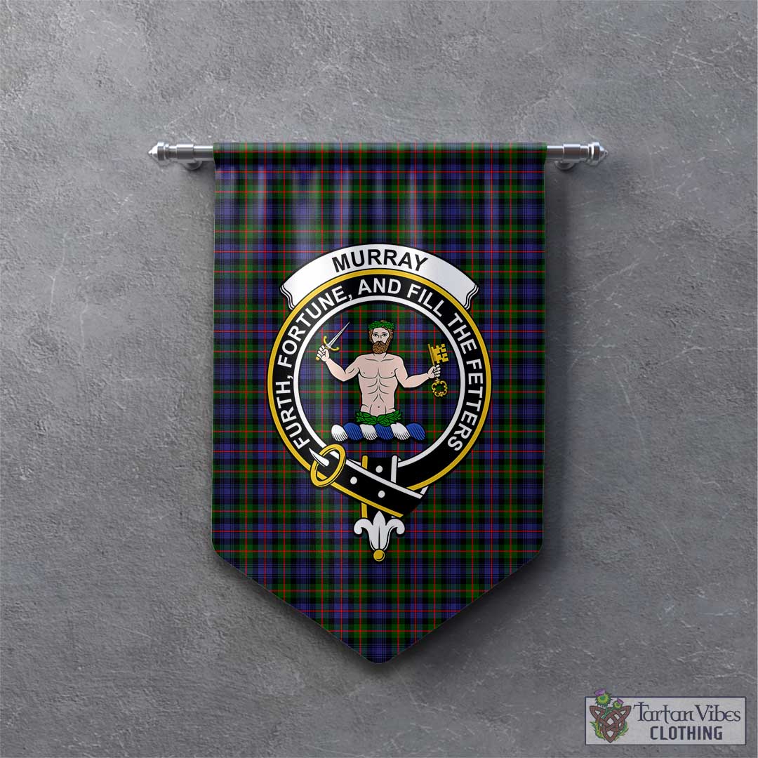 Tartan Vibes Clothing Murray of Atholl Modern Tartan Gonfalon, Tartan Banner with Family Crest