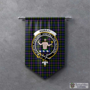 Murray of Atholl Modern Tartan Gonfalon, Tartan Banner with Family Crest