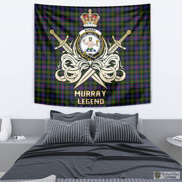 Murray of Atholl Modern Tartan Tapestry with Clan Crest and the Golden Sword of Courageous Legacy