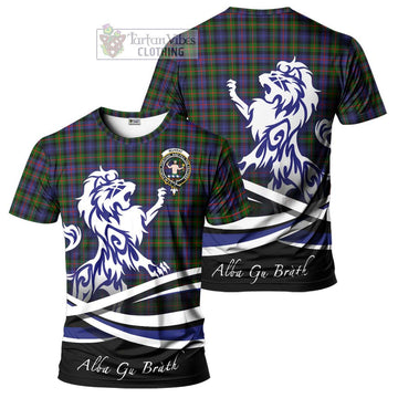 Murray of Atholl Modern Tartan Cotton T-shirt with Alba Gu Brath Regal Lion Emblem