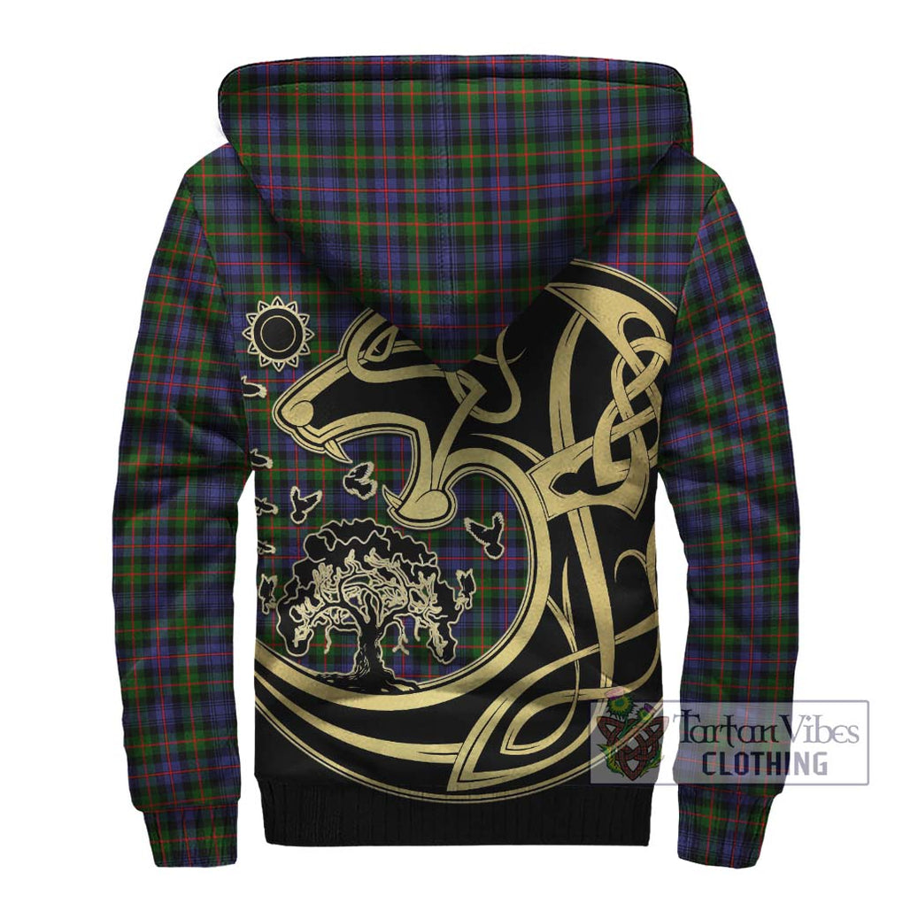 Murray of Atholl Modern Tartan Sherpa Hoodie with Family Crest Celtic Wolf Style - Tartan Vibes Clothing