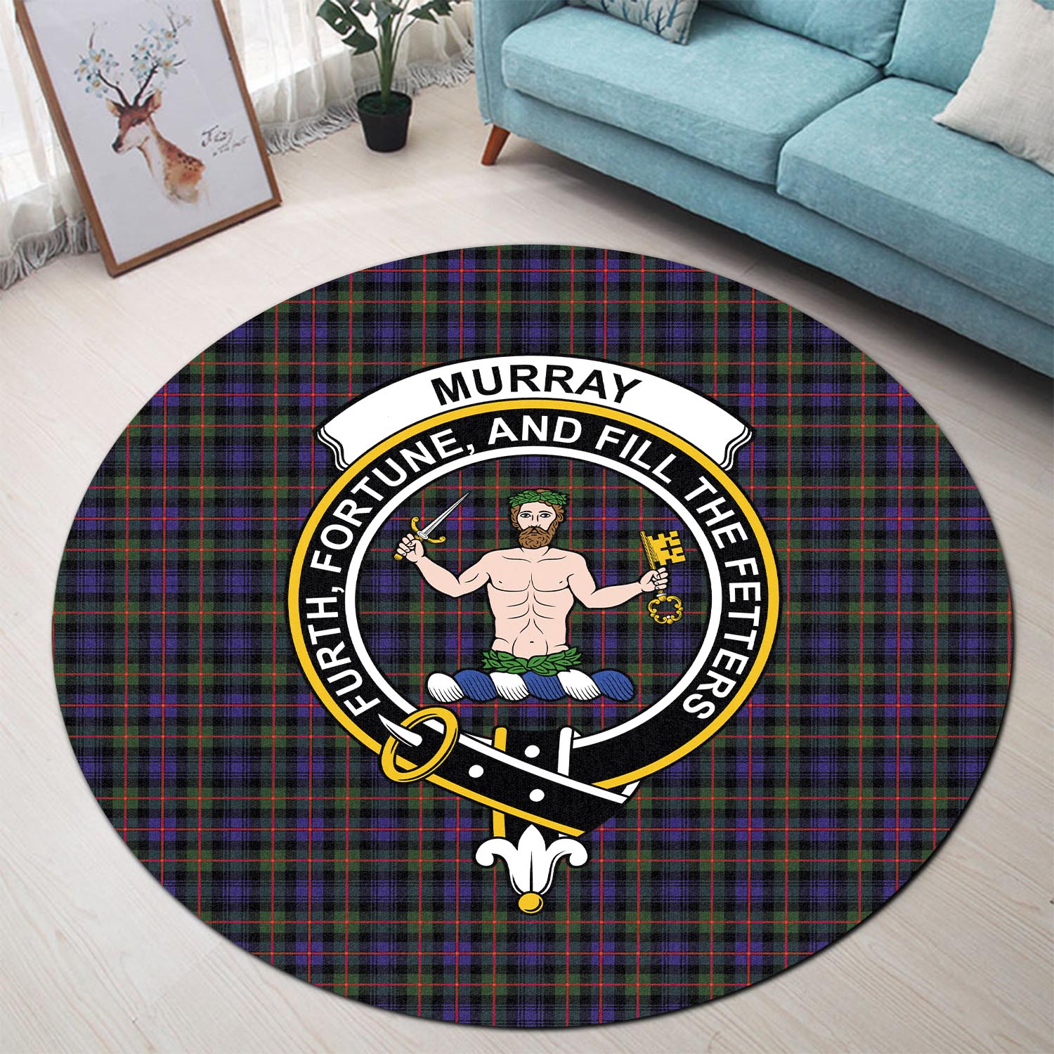 murray-of-atholl-modern-tartan-round-rug-with-family-crest