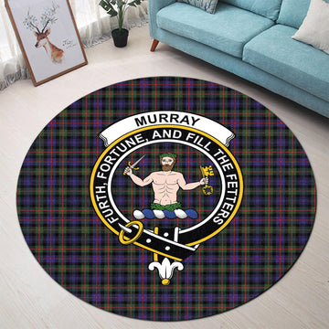 Murray of Atholl Modern Tartan Round Rug with Family Crest