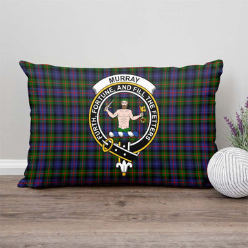 Murray of Atholl Modern Tartan Pillow Cover with Family Crest