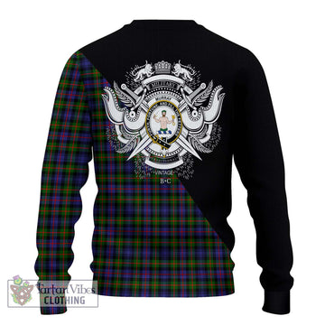 Murray of Atholl Modern Tartan Ugly Sweater with Family Crest and Military Logo Style