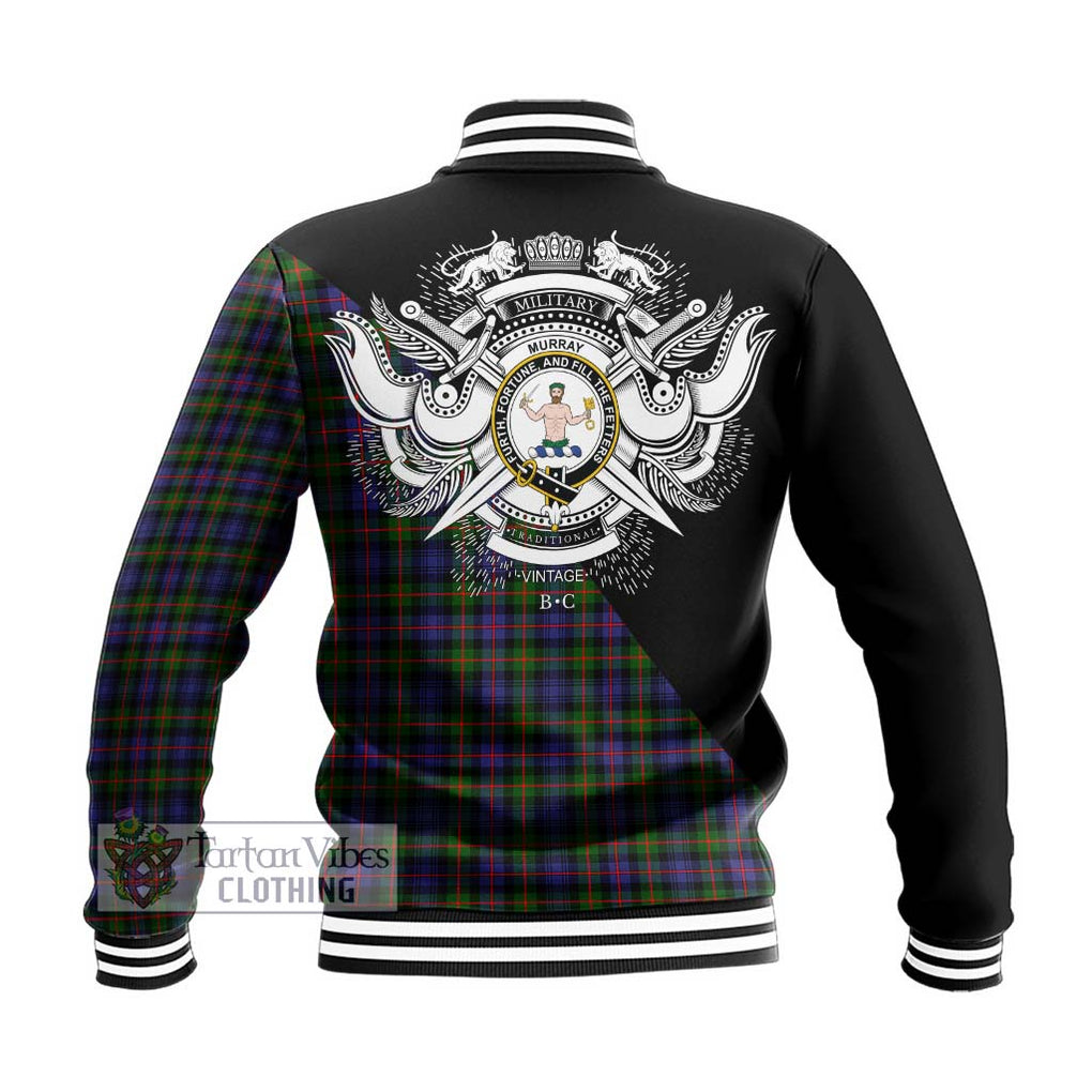 Murray of Atholl Modern Tartan Baseball Jacket with Family Crest and Military Logo Style - Tartanvibesclothing Shop