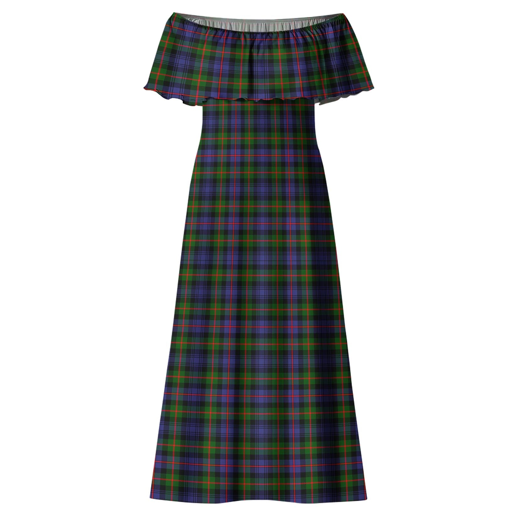 Murray of Atholl Modern Tartan Off Shoulder Long Dress - Tartanvibesclothing