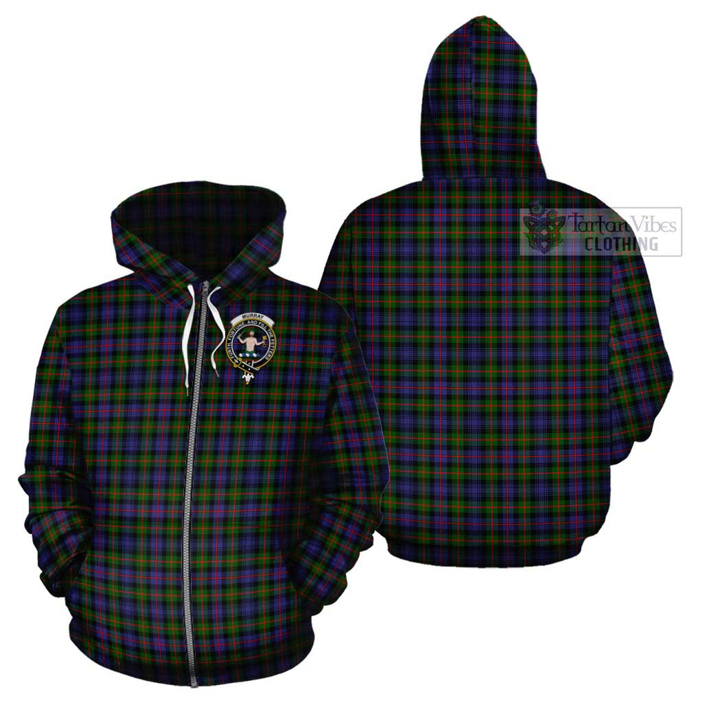 Murray of Atholl Modern Tartan Cotton Hoodie with Family Crest Zip Hoodie - Tartan Vibes Clothing