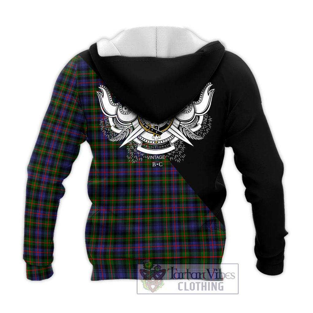 Murray of Atholl Modern Tartan Knitted Hoodie with Family Crest and Military Logo Style - Tartanvibesclothing Shop