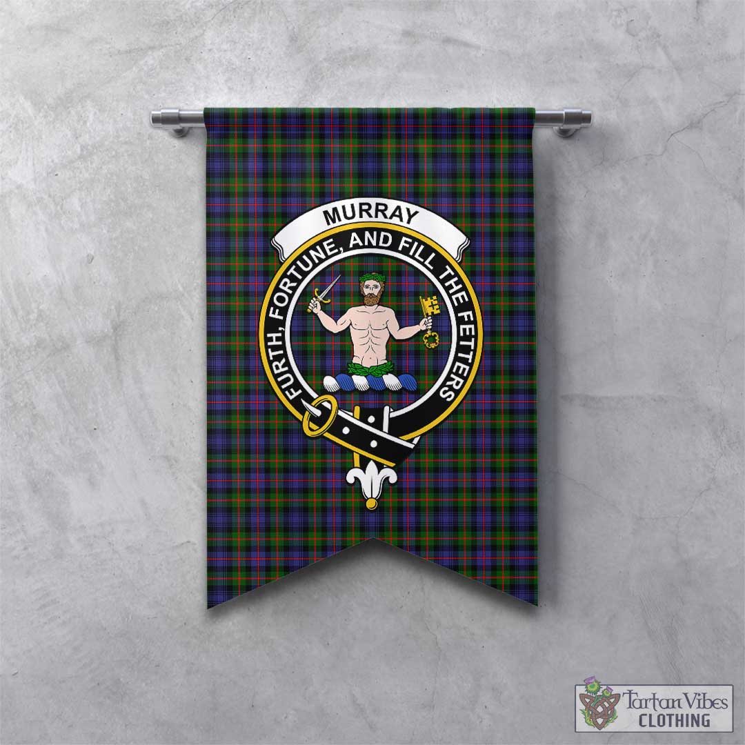 Tartan Vibes Clothing Murray of Atholl Modern Tartan Gonfalon, Tartan Banner with Family Crest