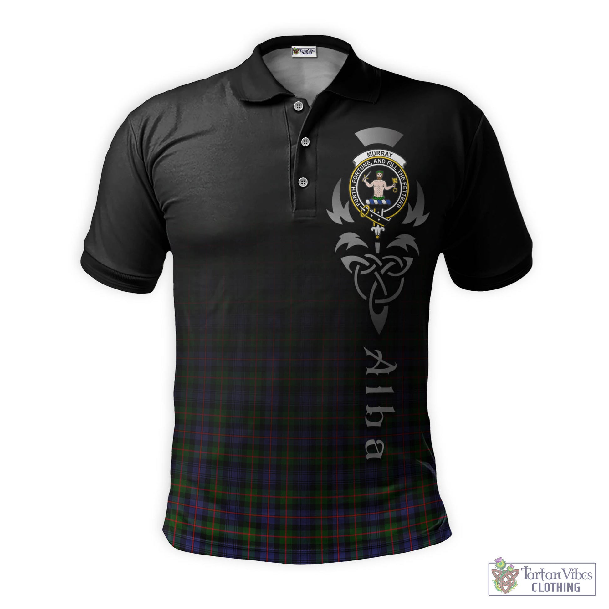 Tartan Vibes Clothing Murray of Atholl Modern Tartan Polo Shirt Featuring Alba Gu Brath Family Crest Celtic Inspired