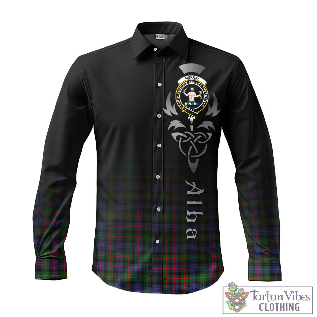 Tartan Vibes Clothing Murray of Atholl Modern Tartan Long Sleeve Button Up Featuring Alba Gu Brath Family Crest Celtic Inspired