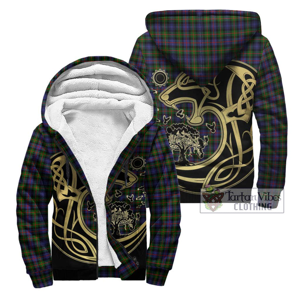 Murray of Atholl Modern Tartan Sherpa Hoodie with Family Crest Celtic Wolf Style Unisex - Tartan Vibes Clothing