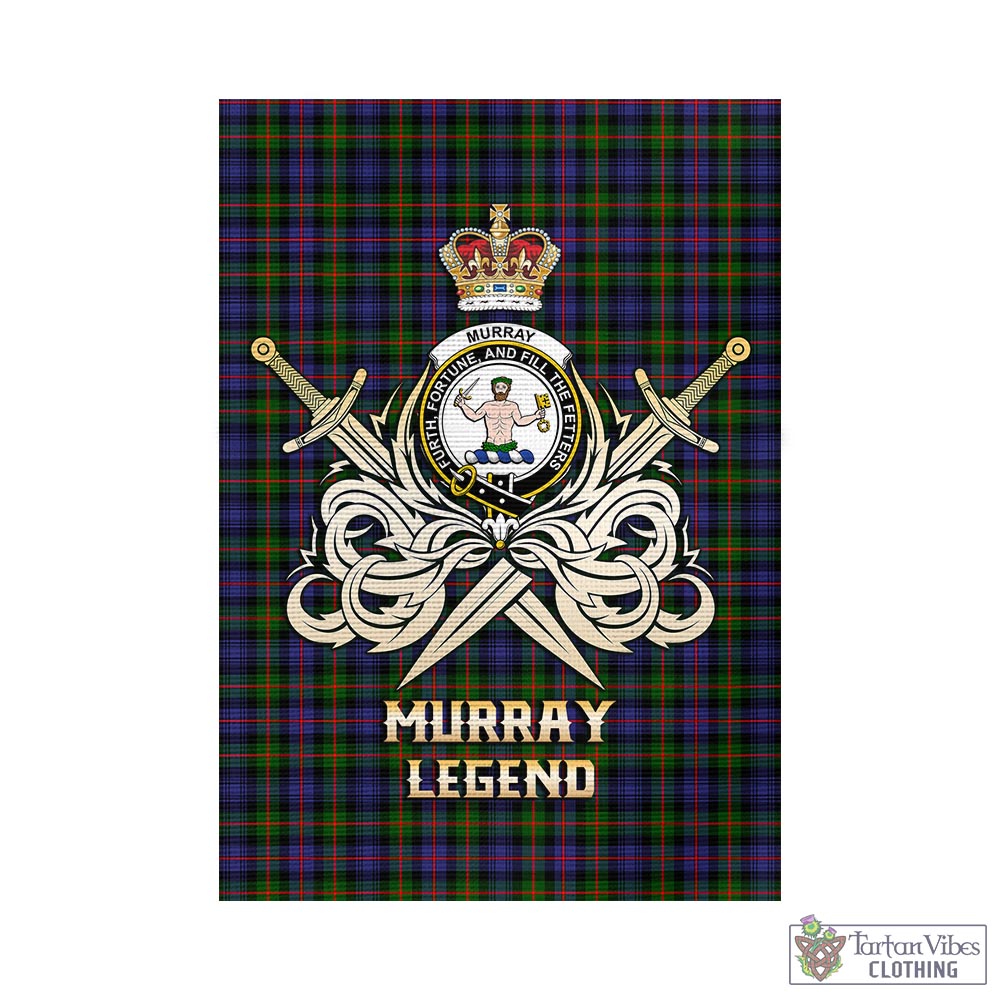 Tartan Vibes Clothing Murray of Atholl Modern Tartan Flag with Clan Crest and the Golden Sword of Courageous Legacy