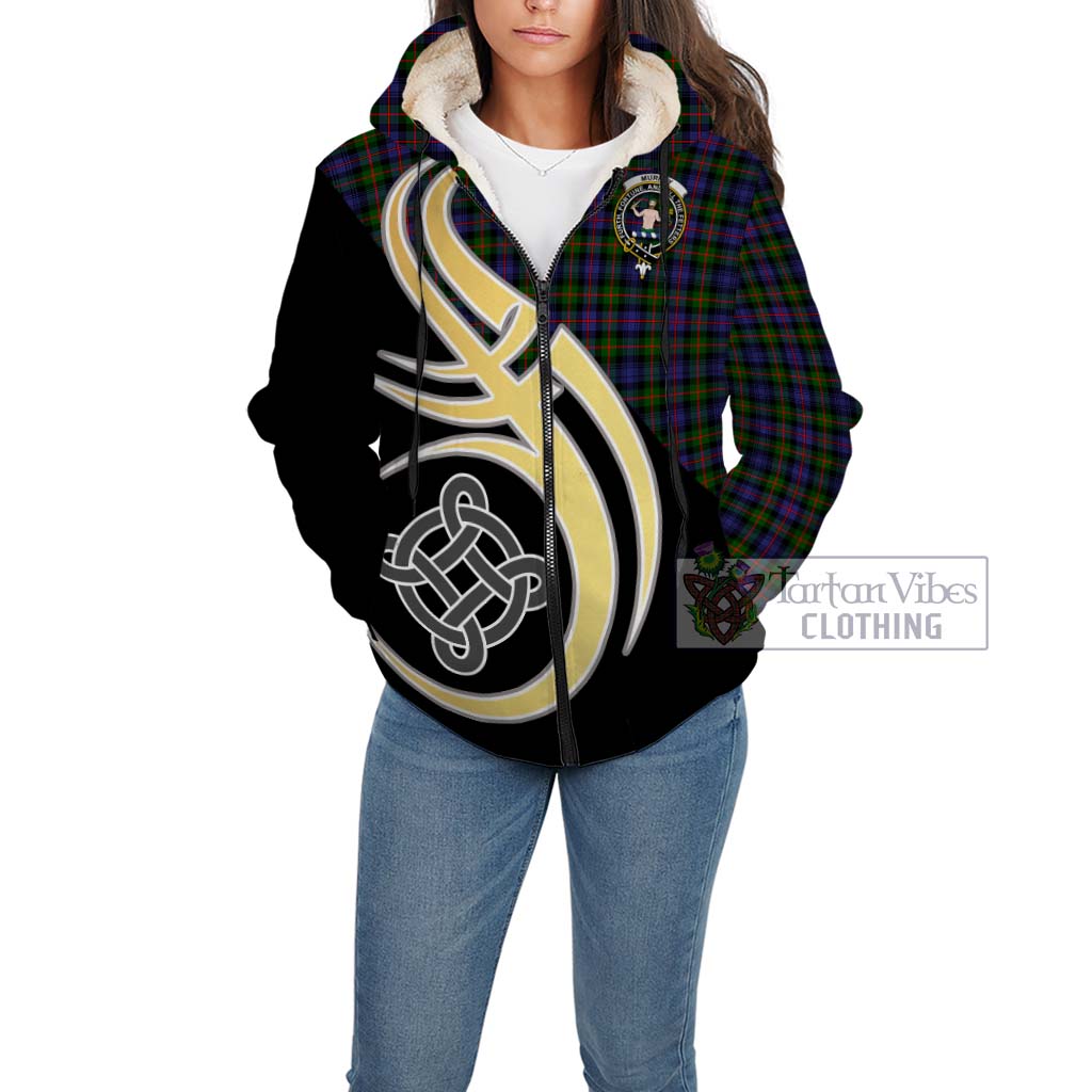 Murray of Atholl Modern Tartan Sherpa Hoodie with Family Crest and Celtic Symbol Style Unisex - Tartan Vibes Clothing