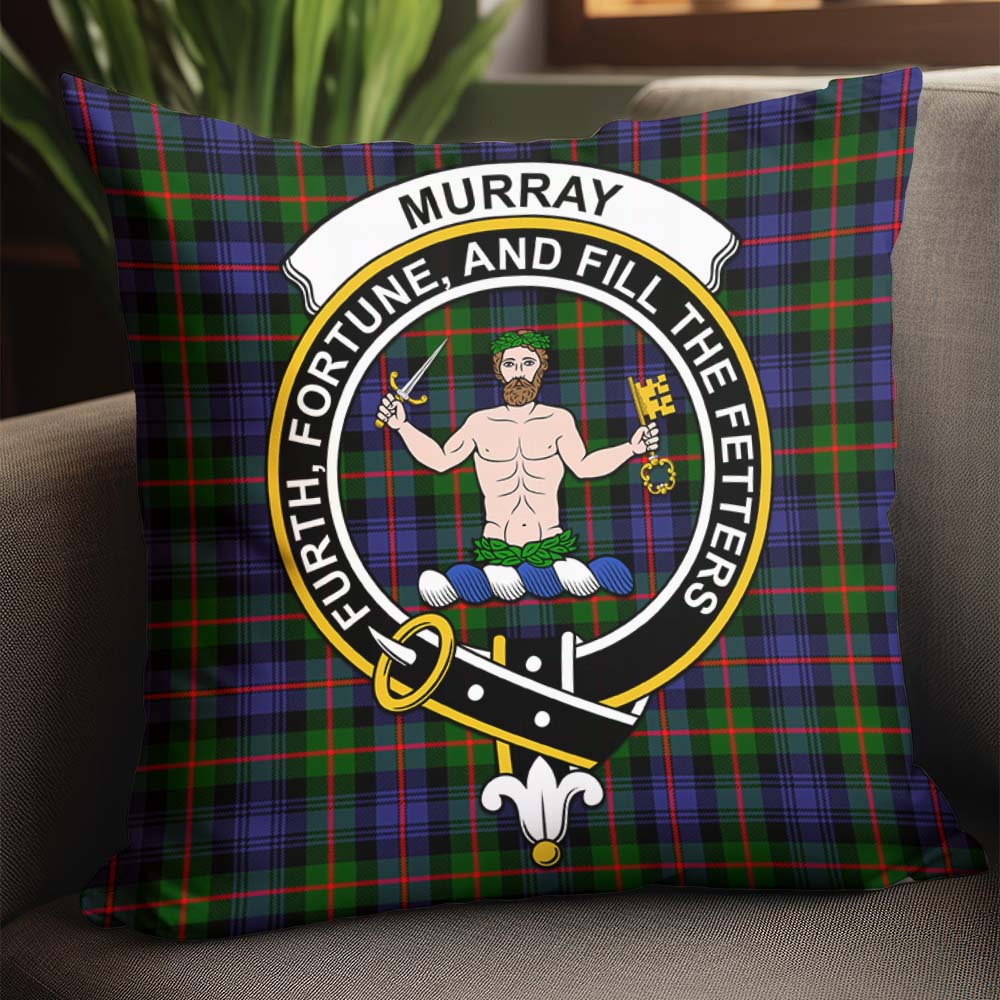 Murray of Atholl Modern Tartan Pillow Cover with Family Crest - Tartanvibesclothing