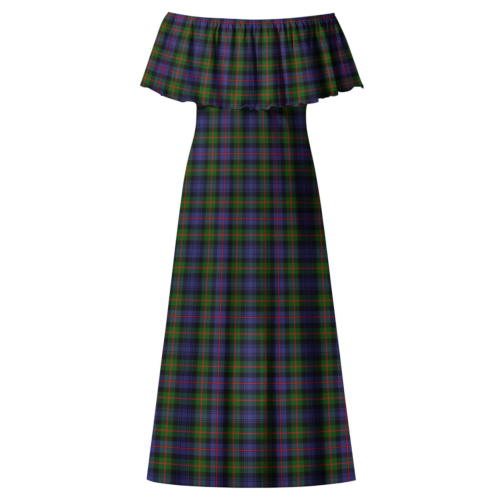 Murray of Atholl Modern Tartan Off Shoulder Long Dress - Tartanvibesclothing