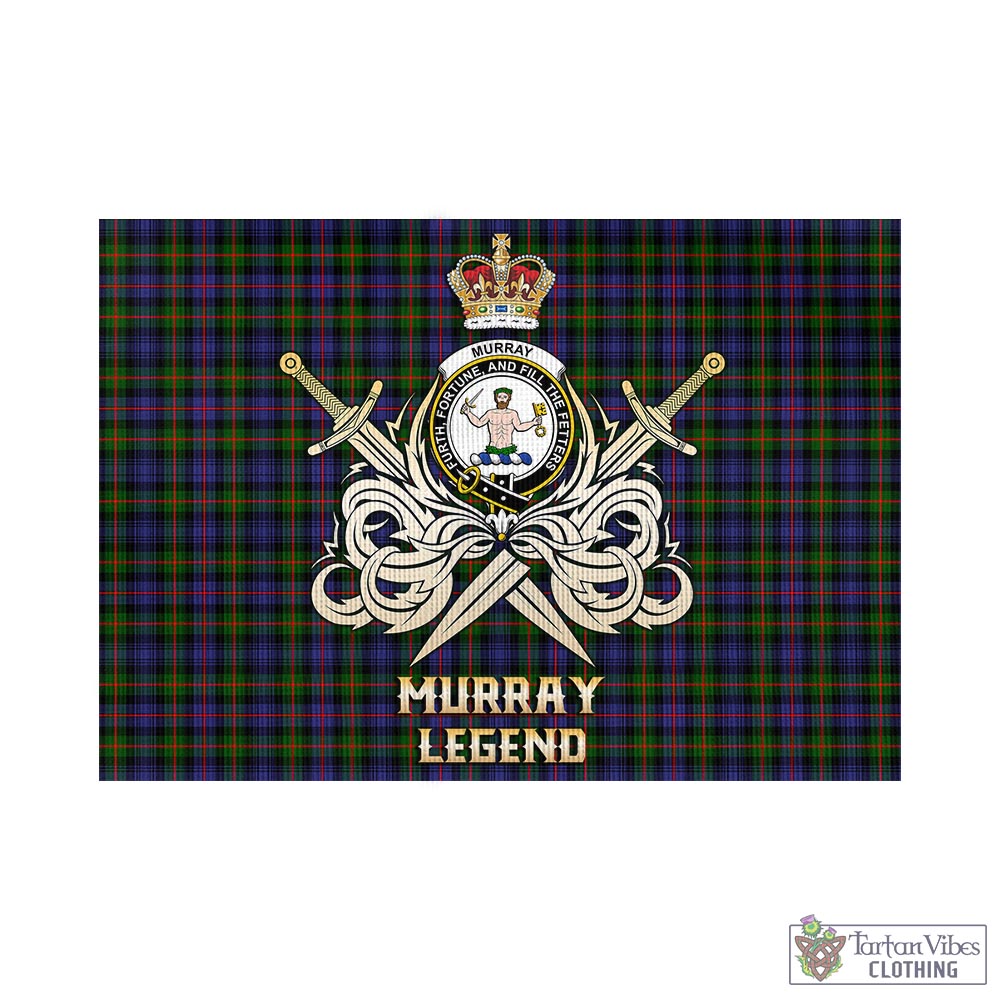 Tartan Vibes Clothing Murray of Atholl Modern Tartan Flag with Clan Crest and the Golden Sword of Courageous Legacy