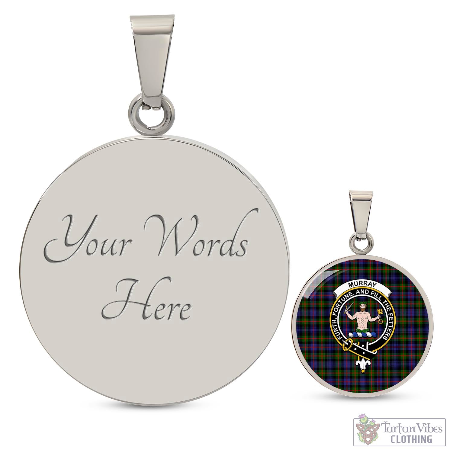 Tartan Vibes Clothing Murray of Atholl Modern Tartan Circle Necklace with Family Crest