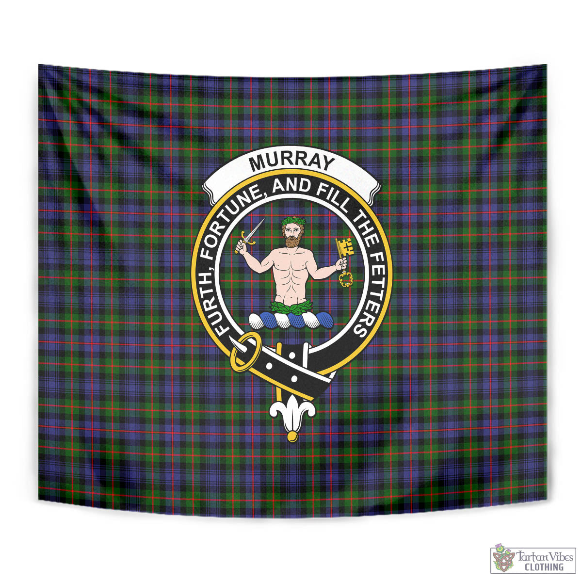 Tartan Vibes Clothing Murray of Atholl Modern Tartan Tapestry Wall Hanging and Home Decor for Room with Family Crest