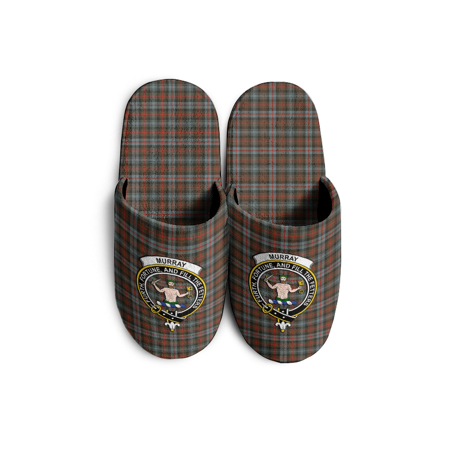 Murray of Atholl Weathered Tartan Home Slippers with Family Crest KIDS - Tartan Vibes Clothing