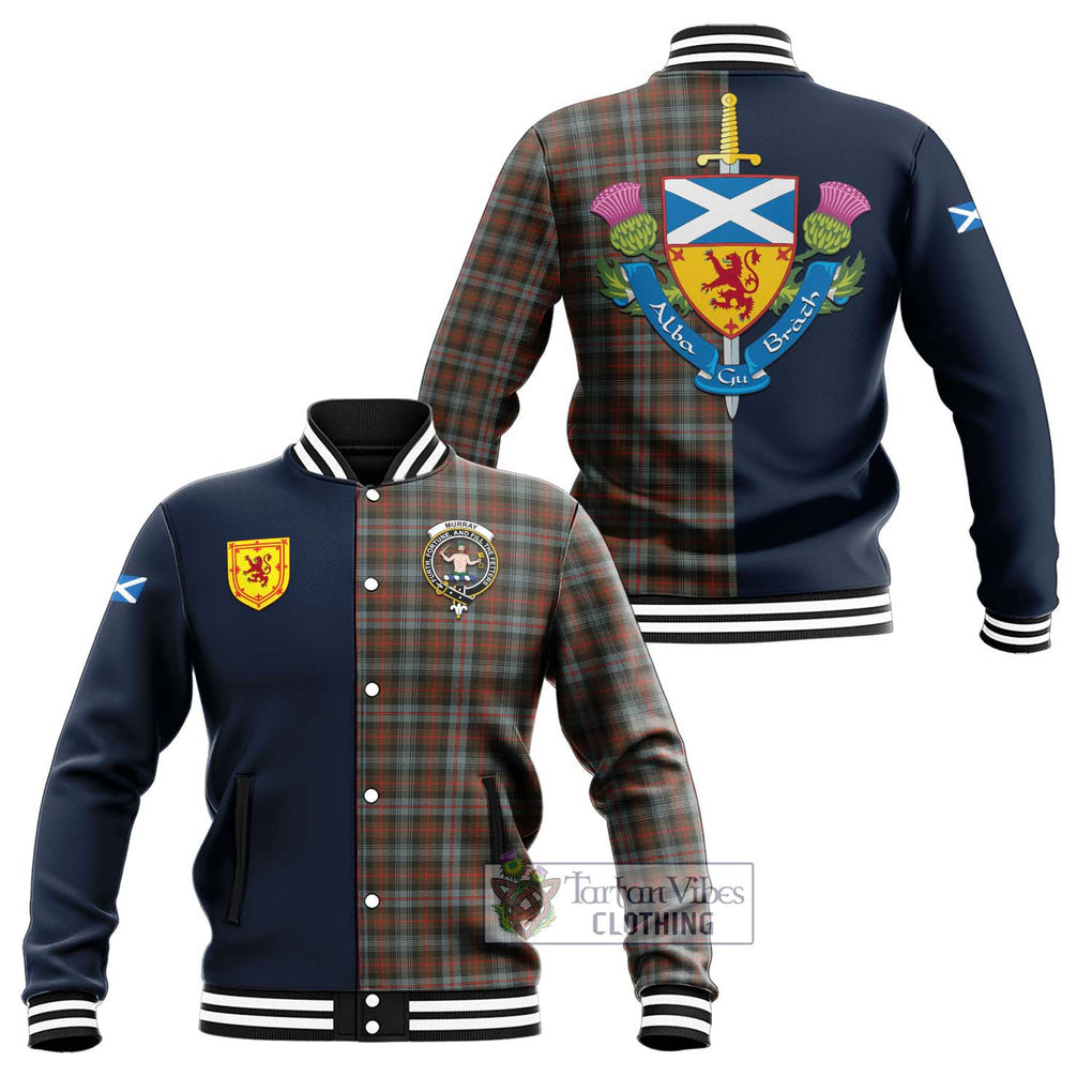 Tartan Vibes Clothing Murray of Atholl Weathered Tartan Baseball Jacket with Scottish Lion Royal Arm Half Style