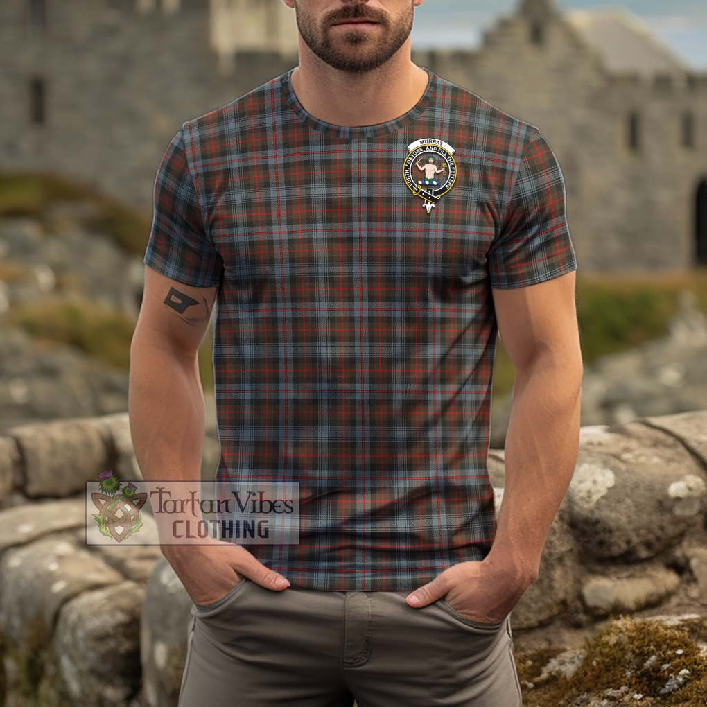 Murray of Atholl Weathered Tartan Cotton T-Shirt with Family Crest Men's Shirt - Tartanvibesclothing Shop