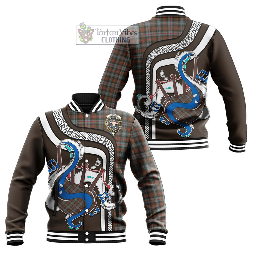 Tartan Vibes Clothing Murray of Atholl Weathered Tartan Baseball Jacket with Epic Bagpipe Style