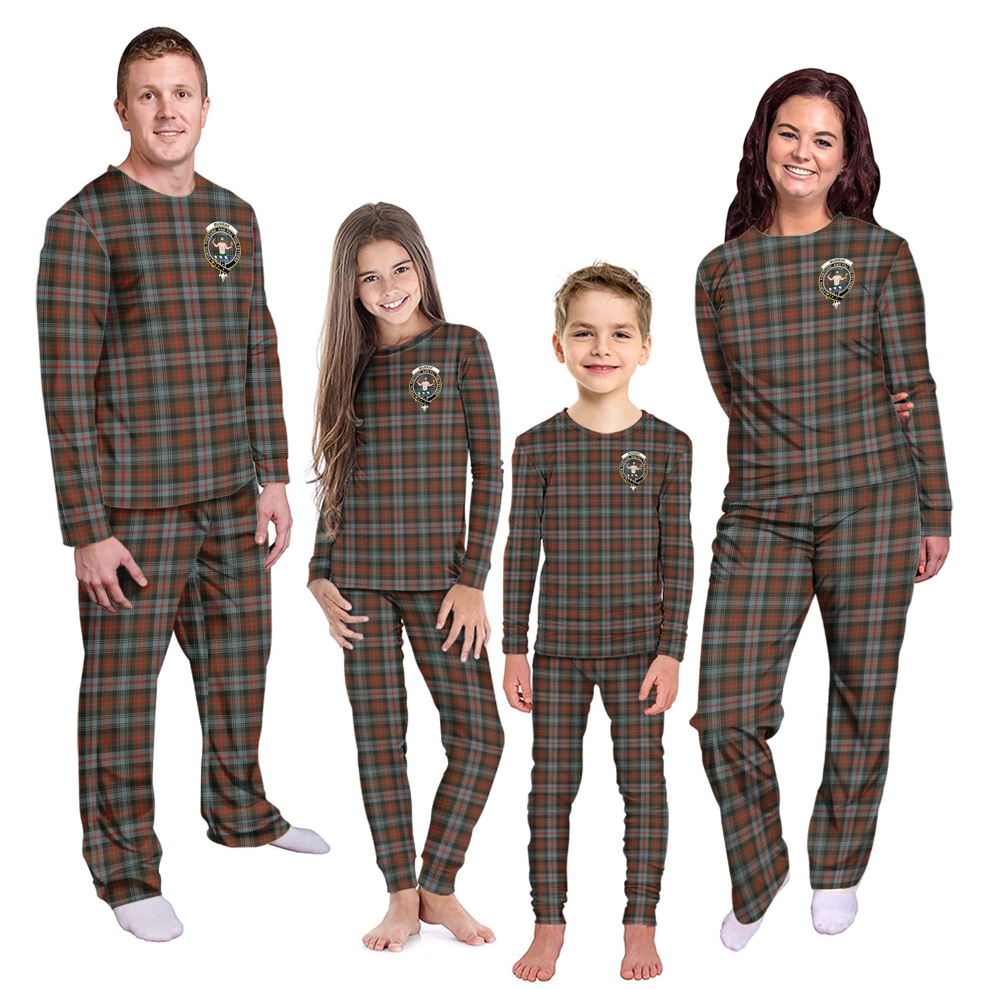 Murray of Atholl Weathered Tartan Pajamas Family Set with Family Crest - Tartanvibesclothing