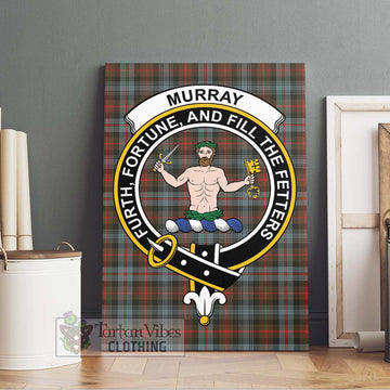 Murray of Atholl Weathered Tartan Canvas Print Wall Art with Family Crest