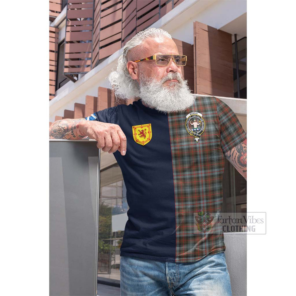 Tartan Vibes Clothing Murray of Atholl Weathered Tartan Cotton T-shirt with Scottish Lion Royal Arm Half Style