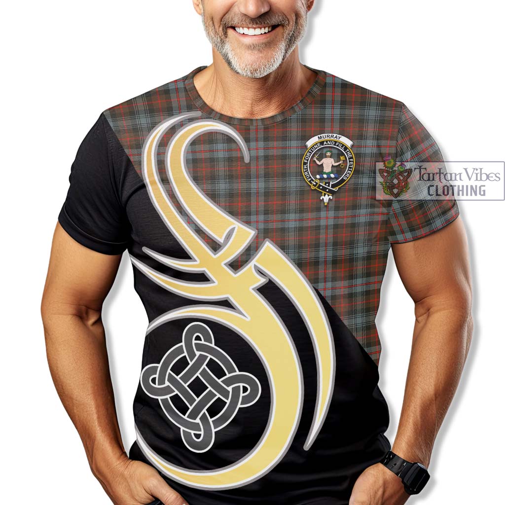 Tartan Vibes Clothing Murray of Atholl Weathered Tartan T-Shirt with Family Crest and Celtic Symbol Style