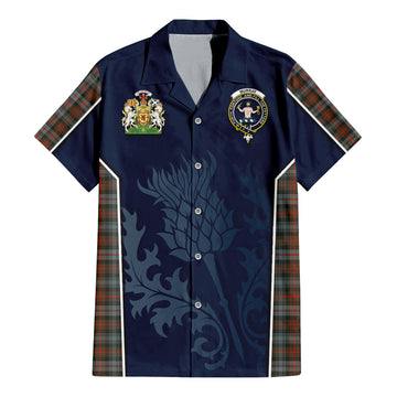 Murray of Atholl Weathered Tartan Short Sleeve Button Up Shirt with Family Crest and Scottish Thistle Vibes Sport Style