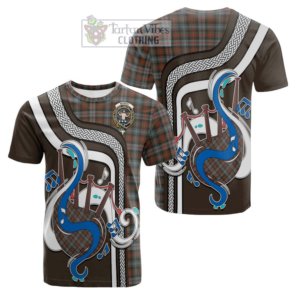 Tartan Vibes Clothing Murray of Atholl Weathered Tartan Cotton T-shirt with Epic Bagpipe Style