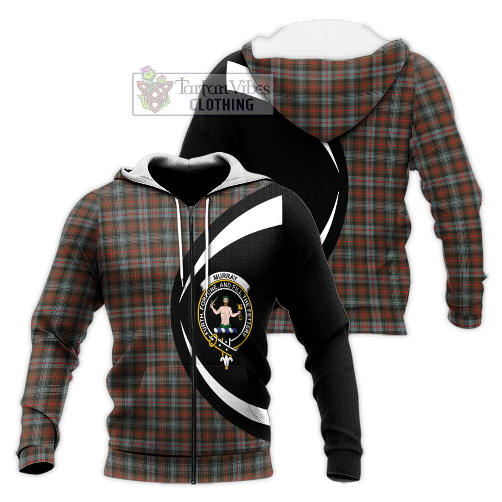 Murray of Atholl Weathered Tartan Knitted Hoodie with Family Crest Circle Style Unisex Knitted Zip Hoodie - Tartan Vibes Clothing