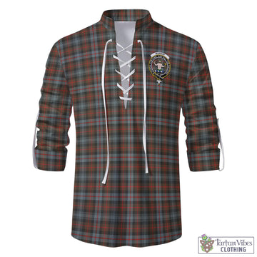 Murray of Atholl Weathered Tartan Men's Scottish Traditional Jacobite Ghillie Kilt Shirt with Family Crest