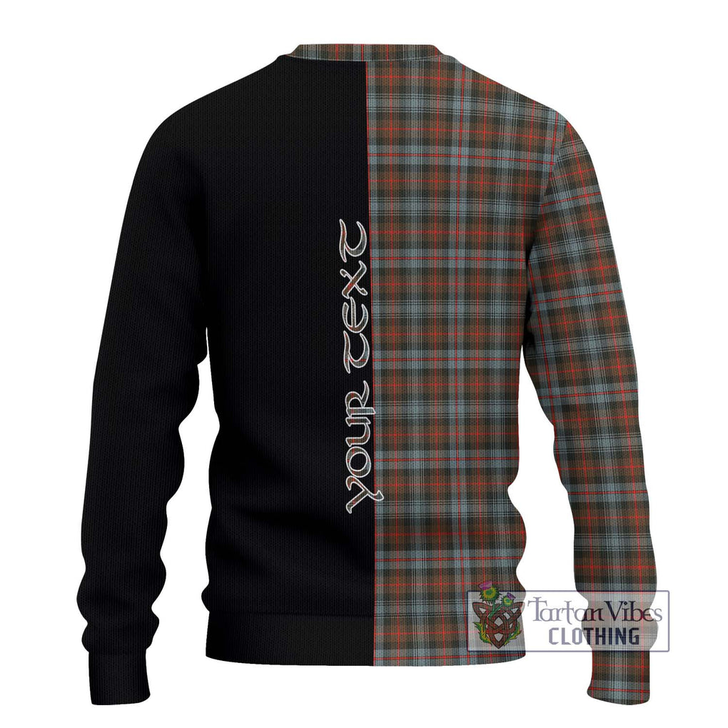 Murray of Atholl Weathered Tartan Knitted Sweater with Family Crest and Half Of Me Style - Tartanvibesclothing Shop