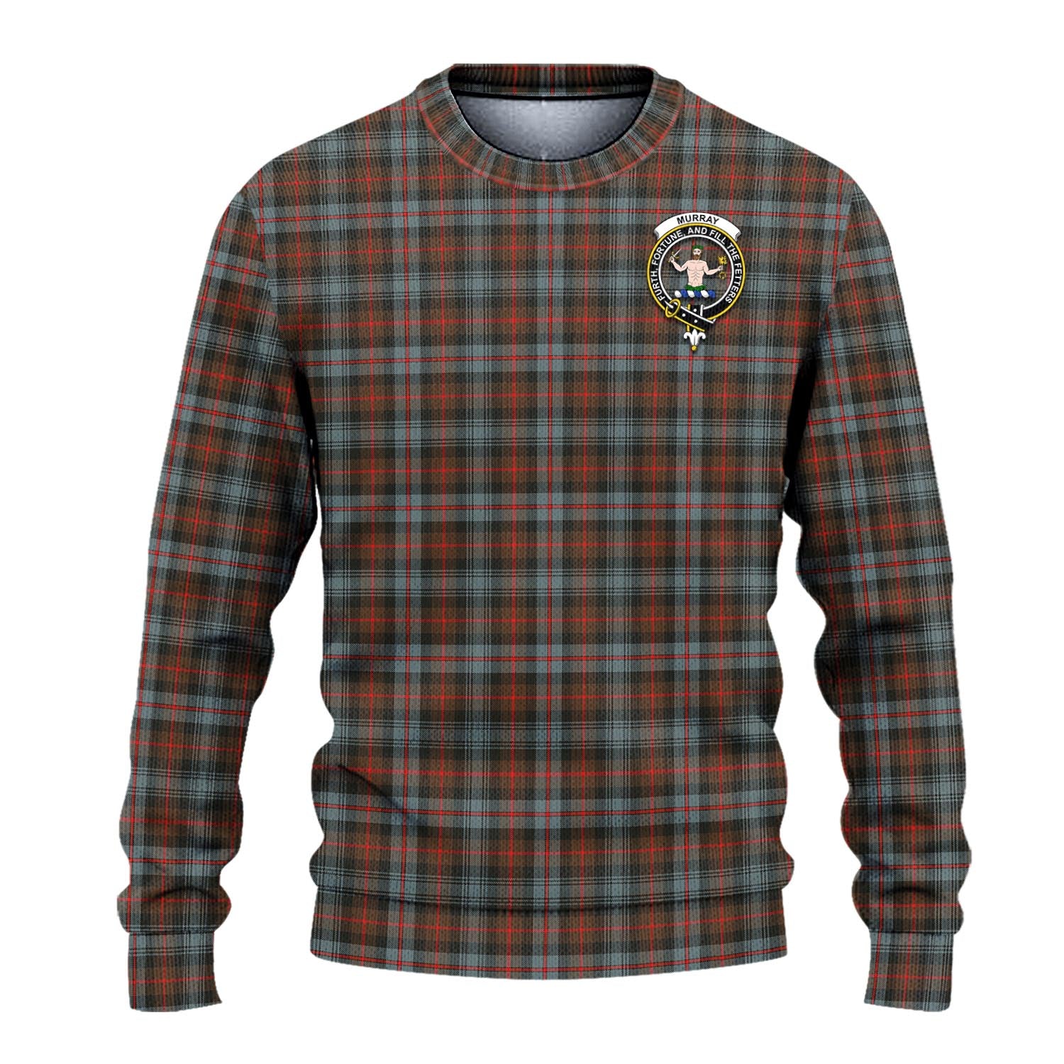 Murray of Atholl Weathered Tartan Knitted Sweater with Family Crest - Tartanvibesclothing